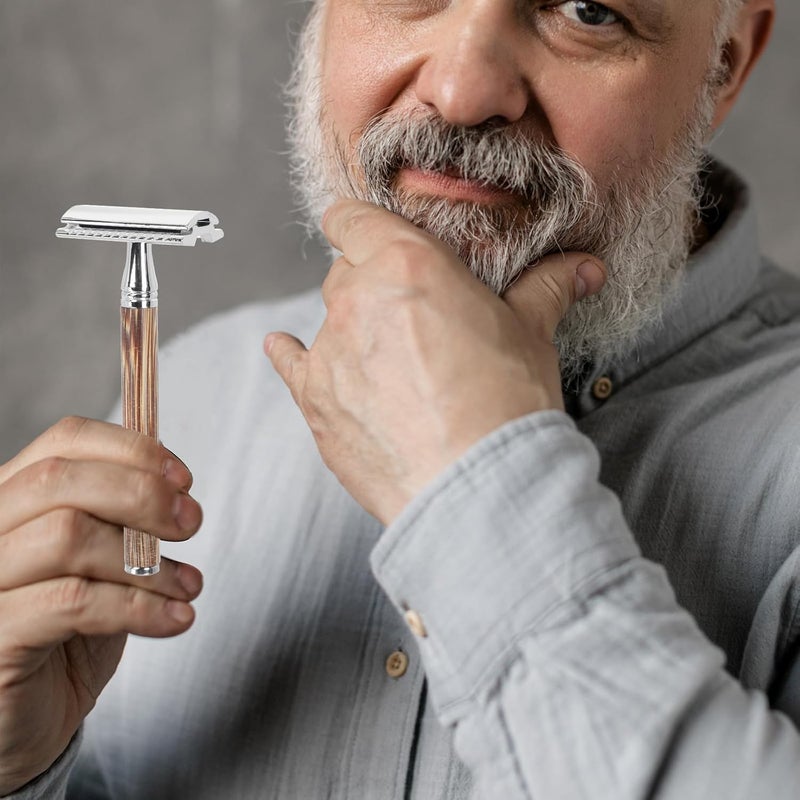 Vintage Double Sided Safety Razor Handle For Men Manual Beard Trimming Tool - Image 4